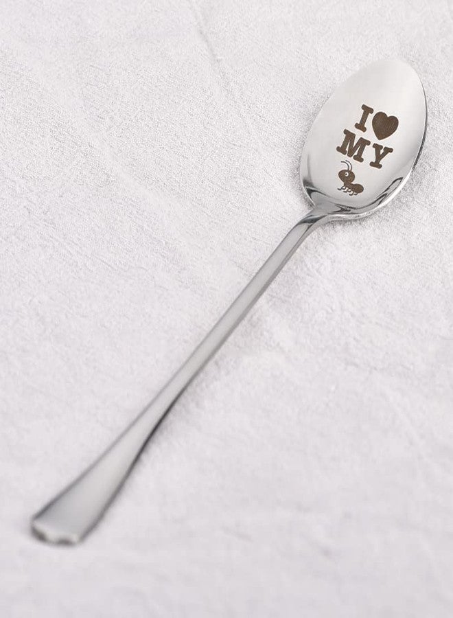 YangQian Funny Aunt Gifts for Women Auntie I Love My Ant Spoon Gift for Aunt From Niece Nephew Aunt Mothers Day Birthday Gifts for Auntie Coffee Tea Lover Gifts for Aunts Engraved Coffee Spoon Gift - Image 5