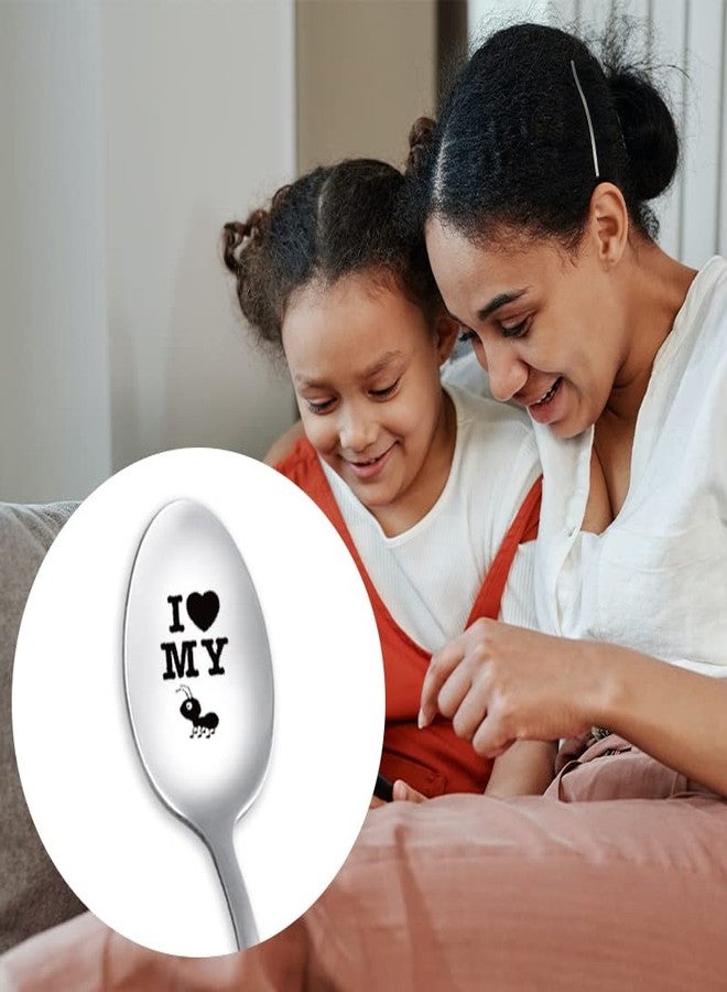 YangQian Funny Aunt Gifts for Women Auntie I Love My Ant Spoon Gift for Aunt From Niece Nephew Aunt Mothers Day Birthday Gifts for Auntie Coffee Tea Lover Gifts for Aunts Engraved Coffee Spoon Gift - Image 2