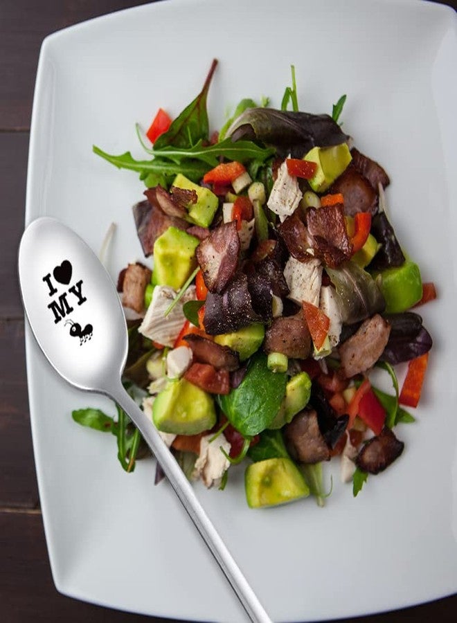 YangQian Funny Aunt Gifts for Women Auntie I Love My Ant Spoon Gift for Aunt From Niece Nephew Aunt Mothers Day Birthday Gifts for Auntie Coffee Tea Lover Gifts for Aunts Engraved Coffee Spoon Gift - Image 3