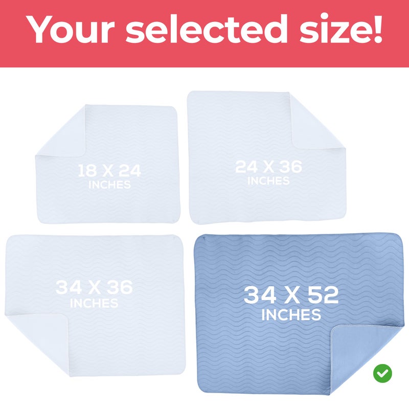 Utopia Bedding Washable Underpads 34" x 52" (Pack of 4), Waterproof Reusable Heavy Absorbency Incontinence Bed Pads for Adults, Kids, Elderly and Pets, Bedwetting Pads for Sofa and Couch (Blue) - Image 4
