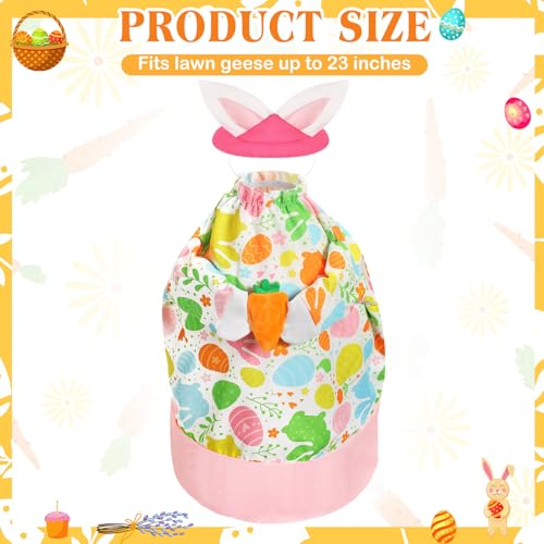 FuWeave Easter Bunny Goose Outfit Easter Egg Porch Goose Costume for Cement Plastic Geese Statue Spring Outdoor Garden Yard Patio DecorationPink White23 InchesCarrot - Image 3