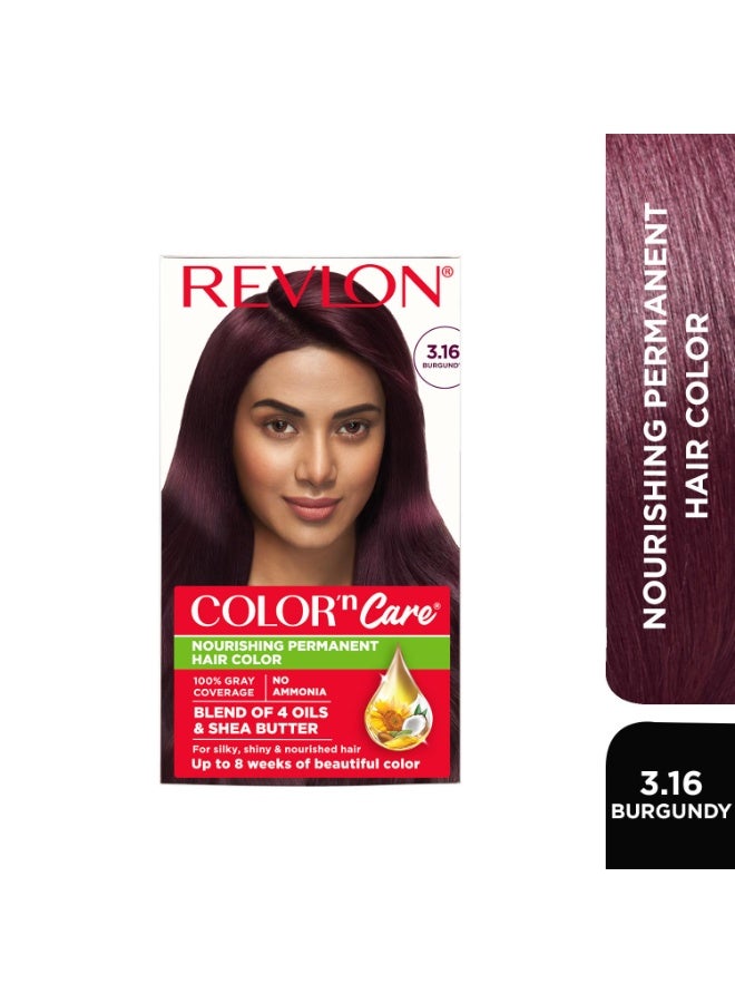 Revlon Color 'n Care Permanent Hair Color for Women -3.16 Burgundy | Blend of 4 oil's & Shea Butter| For Silky, Shiny & Nourished Hair | 100% Grey Coverage in 5 Minutes | Ammonia Free - Image 3