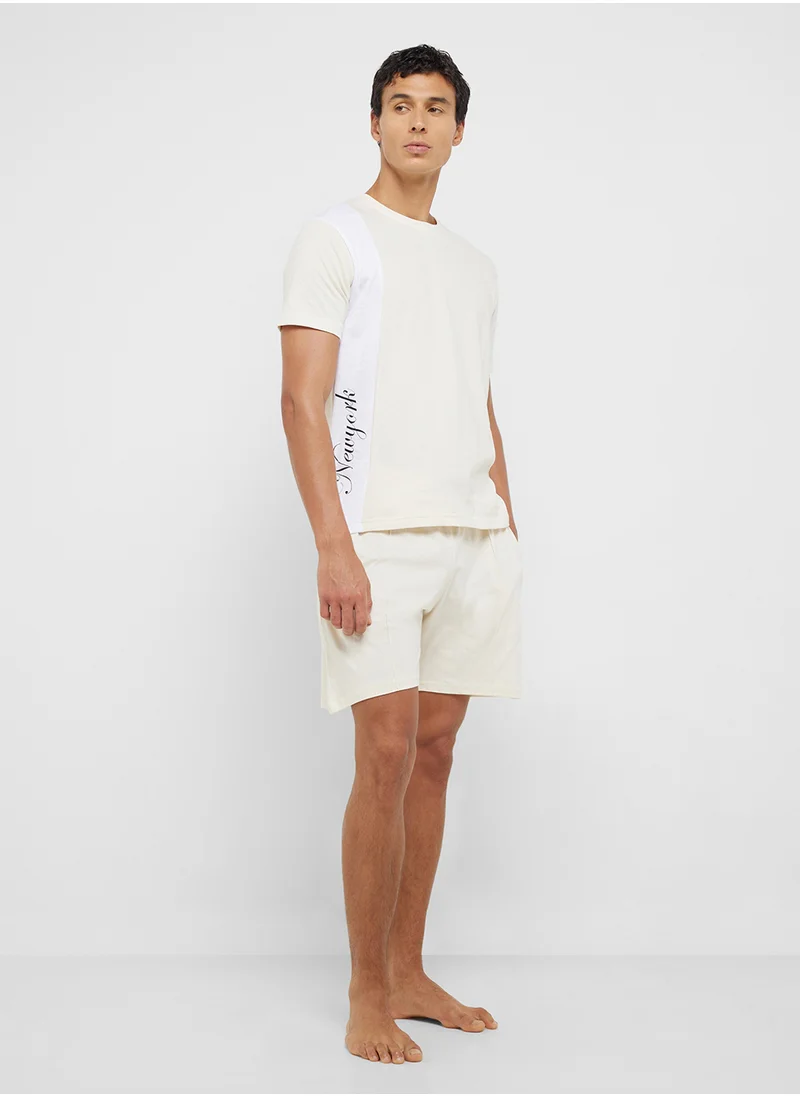 سفنتي فايف Nightwear T-Shirt & Shorts Set