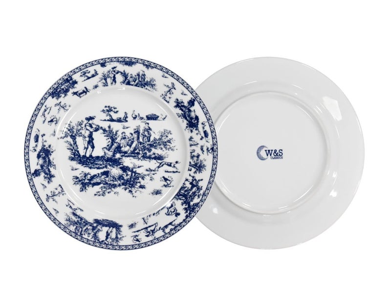 W&S CLASSICS Classic French Luxury Round Dinner Plates | 10.5 Inches Colorful Ceramic Flat Plates â€“ Set of 6| Large Serving Plates for Party | Dishes for Appetizer, Salad, Desert, Steak (Blue) - Image 4