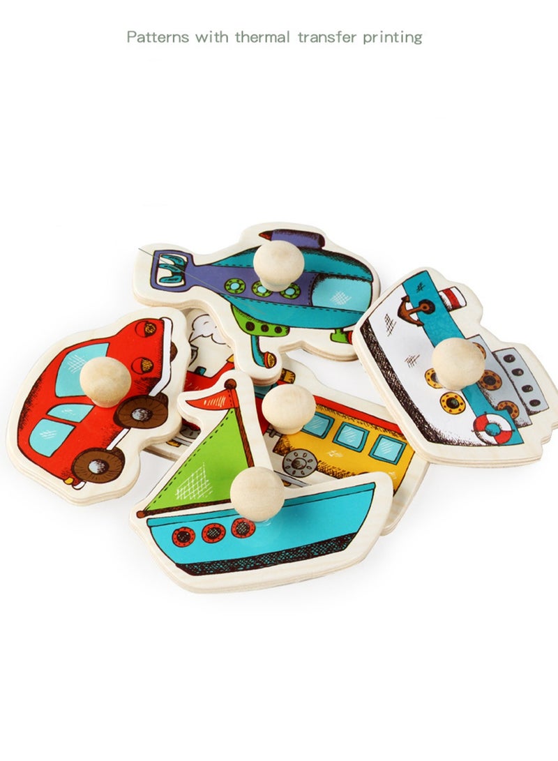 Children's Educational Wooden Cartoon Transportation Series Jigsaw Puzzles Suitable Child Gift Bag Pack  - Image 3