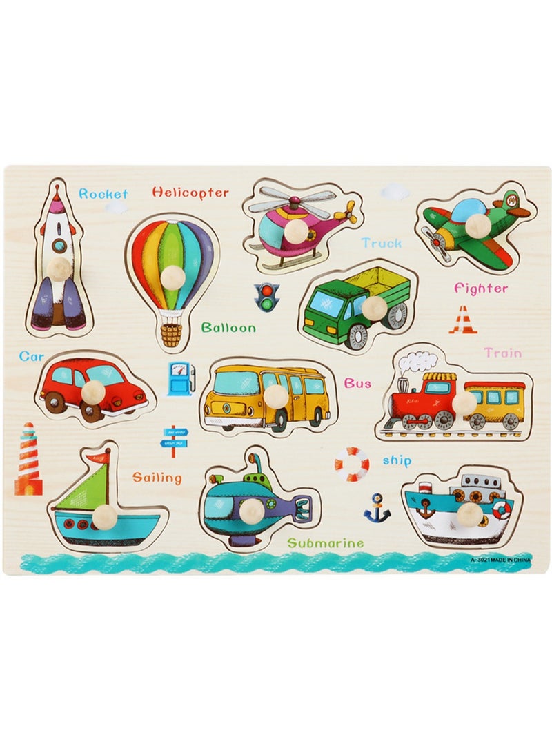 Children's Educational Wooden Cartoon Transportation Series Jigsaw Puzzles Suitable Child Gift Bag Pack  - Image 1