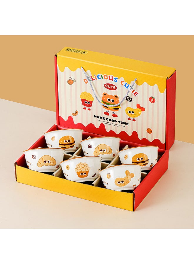 Opening Small Gift Practical For Customers Ceramic Bowl Gift Set Hamburger Bowl Chopsticks Spoon Set Housewarming Souvenir