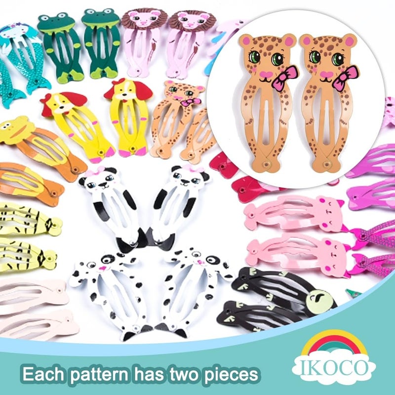 IKOCO Hair Clips for Girl, 42Pcs Animal Pattern Snap Hair Clips, Cartoon Design Barrettes for Toddler Girls - Image 5
