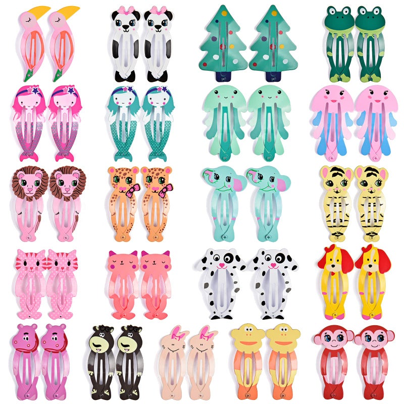IKOCO Hair Clips for Girl, 42Pcs Animal Pattern Snap Hair Clips, Cartoon Design Barrettes for Toddler Girls - Image 1
