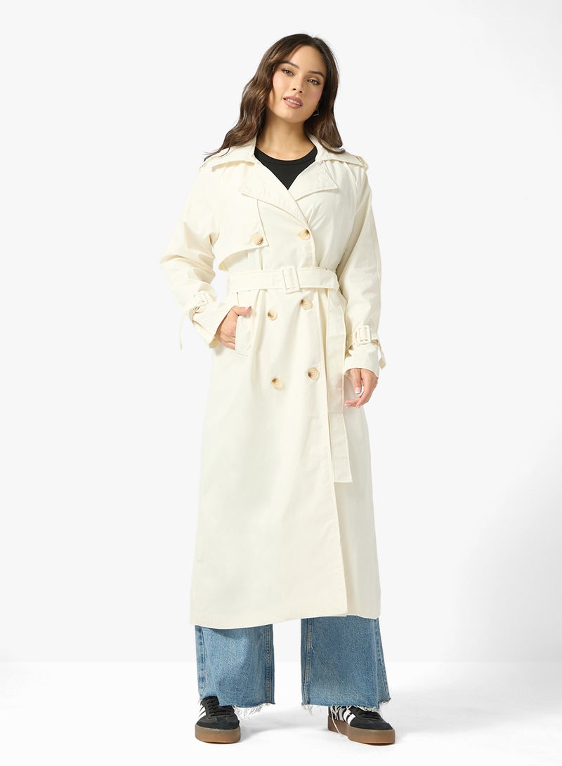 جينجر معطف ترنش طويل فضفاض منسوج - Image 1