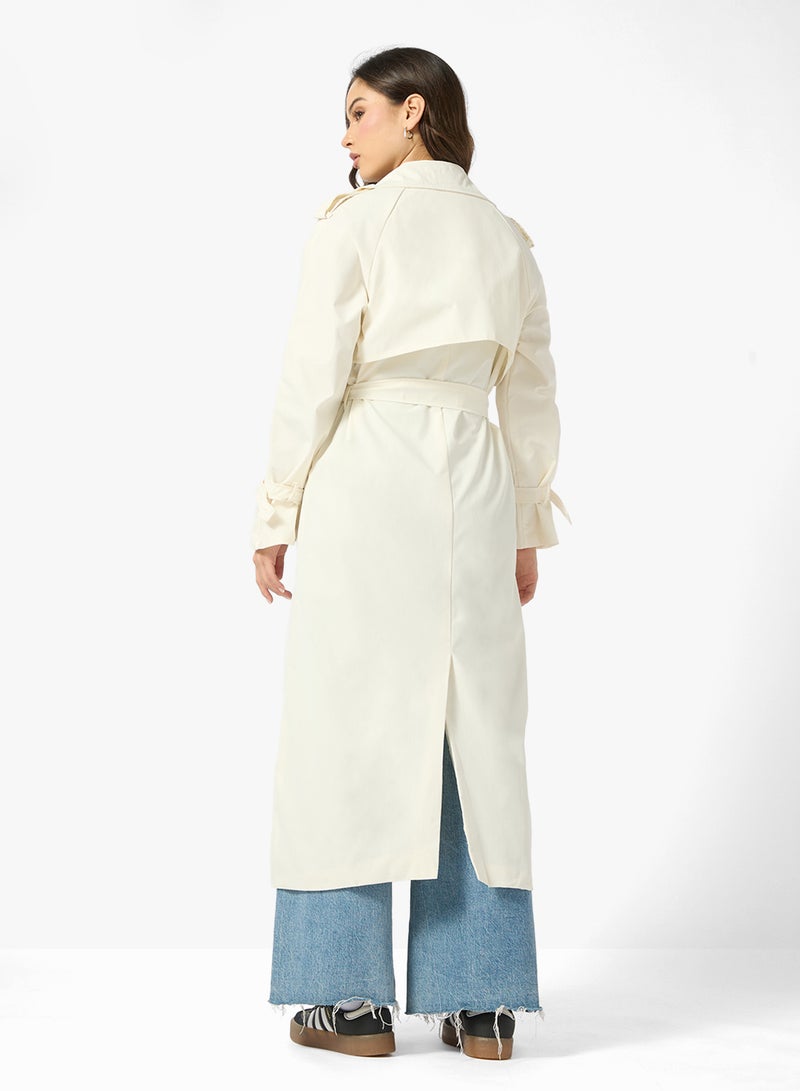 جينجر معطف ترنش طويل فضفاض منسوج - Image 2