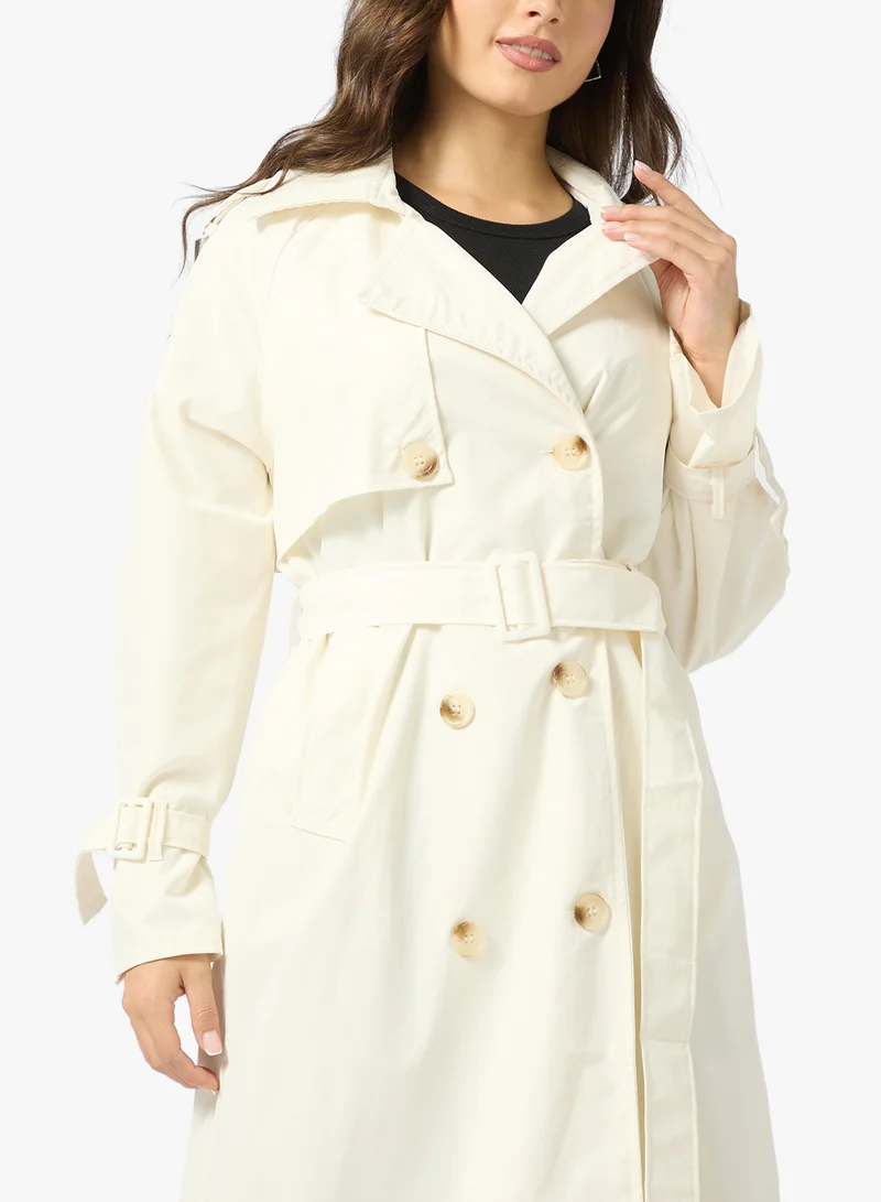 جينجر Oversize Longline Woven Trench Coat