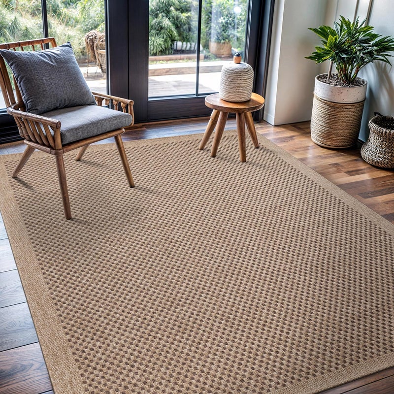 CAMILSON Easy Jute Rug 4x6, Indoor Outdoor Natural Color Fiber Area Rugs for Living Room Patio and Kitchen Rug, Sisal Boho Woven Design, Easy-Cleaning, Washable Outside Carpet Alfombras para(4 x 6) - Image 1