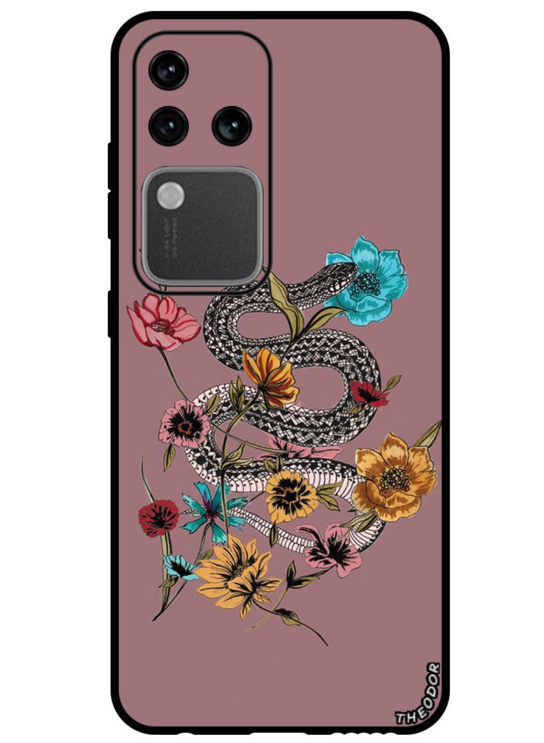 Theodor Protective Case Anti Scratch Shock Proof Bumper Cover For Vivo S18 Pro Flower Snake - Image 1