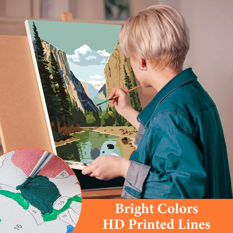 Fountor 6 Pack Paint by Numbers Kit for Adults Beginner, National Park Adult Paint by Number Kits on Canvas Without Frame, National Park Landscape Oil Painting by Numbers for Home Decor Gift 8â€ W x 12â€L - Image 5