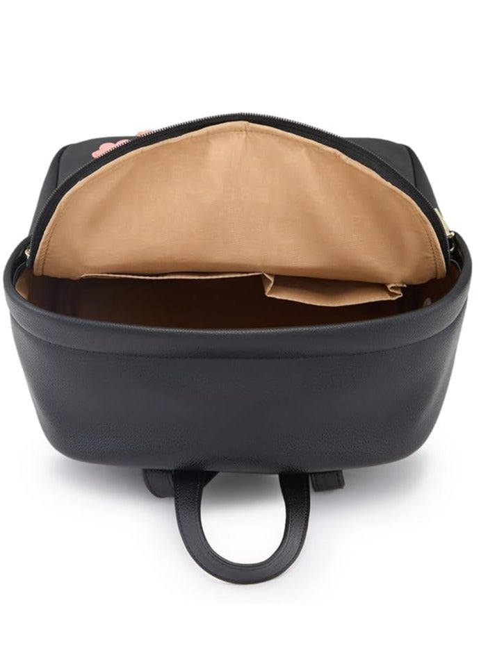 Caprese Erica Fashion Backpack for Women, Medium | Black Floral Embroidered | Spacious Interiors| Bag With Top Grab & Adjustable Shoulder Strap| Mini Backpack for Girls & Women - Image 2