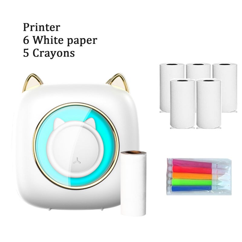 Mini Photo Printer 7 x 7 x 4 cm Portable Thermal Printer - Wireless BT 4.0 Inkless Pocket Printer with 1200mAh Battery for Travel Home Office - Image 2