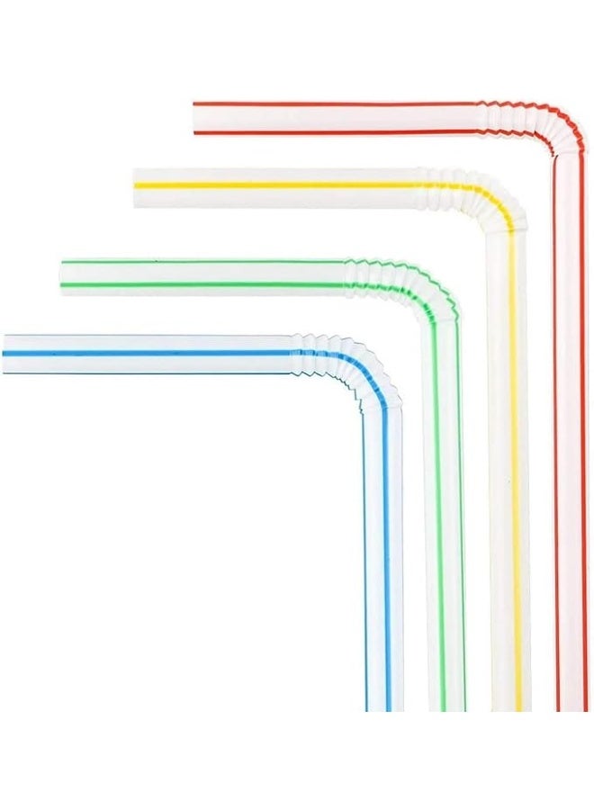 بروماس 50 قطعة من مصاصات بلاستيكية ملونة أنيقة للاستخدام مرة واحدة قابلة للانحناء بطول 24 سم / 6 مم، مصاصة شرب مرنة ملفوفة بشكل فردي، مثالية للميلك شيك والعصير - Image 4