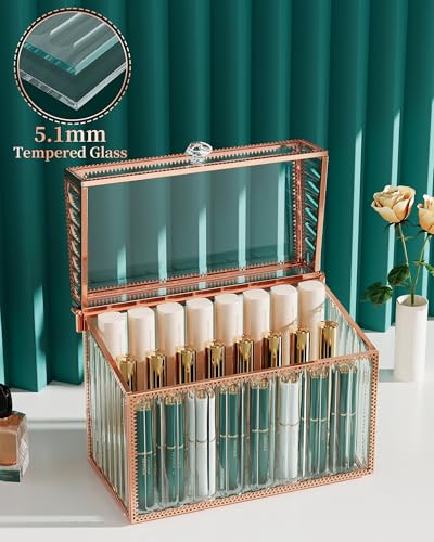 Youdepot Lipstick Organizer Lipstick Holder - 24 Spaces, Tempered Glass Lip Gloss and Perfume Organizer,Vanity Lipstick Holder and Organizer. - Image 2