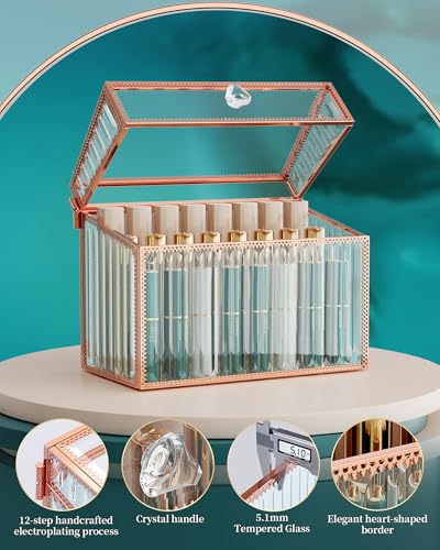 Youdepot Lipstick Organizer Lipstick Holder - 24 Spaces, Tempered Glass Lip Gloss and Perfume Organizer,Vanity Lipstick Holder and Organizer. - Image 3