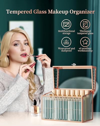Youdepot Lipstick Organizer Lipstick Holder - 24 Spaces, Tempered Glass Lip Gloss and Perfume Organizer,Vanity Lipstick Holder and Organizer. - Image 5