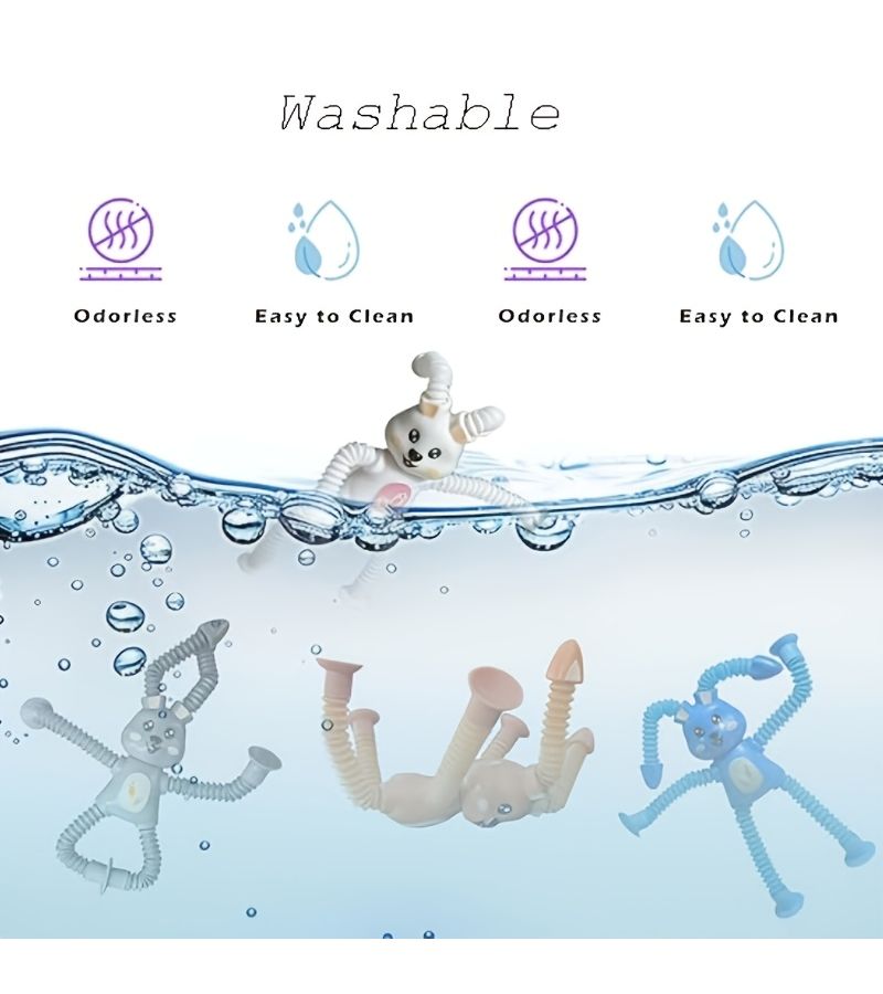 1pc Stretchable Bunny Pop Tubes Sensory Toys White For Cup Telescopic Rabbit Fidget Toys Stress Relief Learning Fine Motor Skills Kids Easter Basket Stuffers Party Favors Christmas Birthday Gifts - Image 5