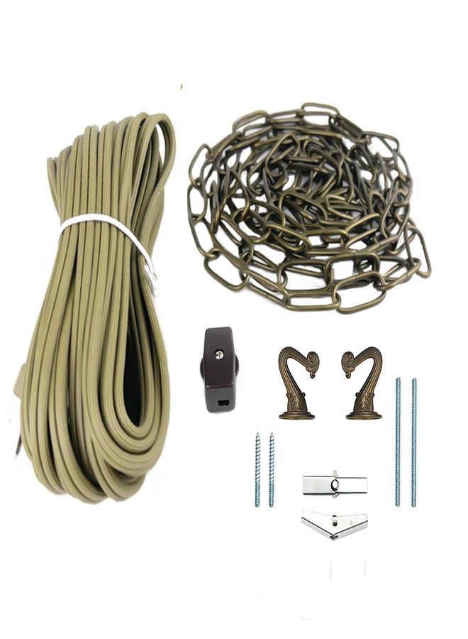 U/D Swag Light Kit with 12ft Chain, 15ft Cord set with switch(1-Pack) (Antique Brass) - Image 1