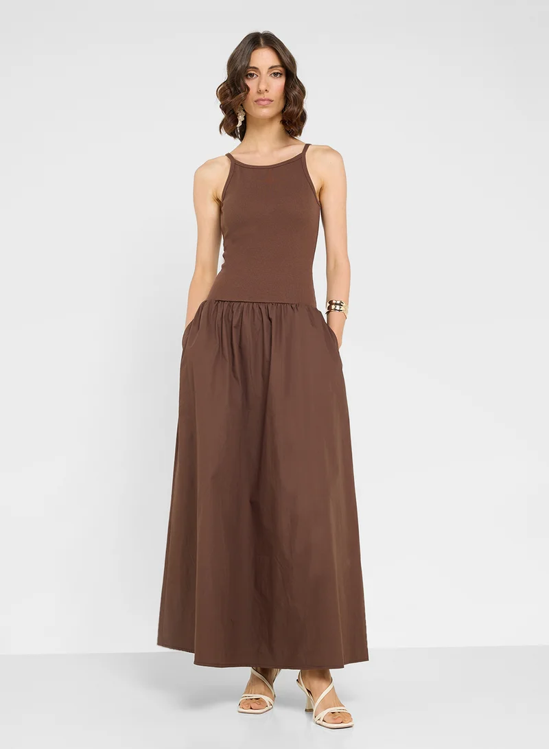 SNDYS Brown Racerback Maxi Dress