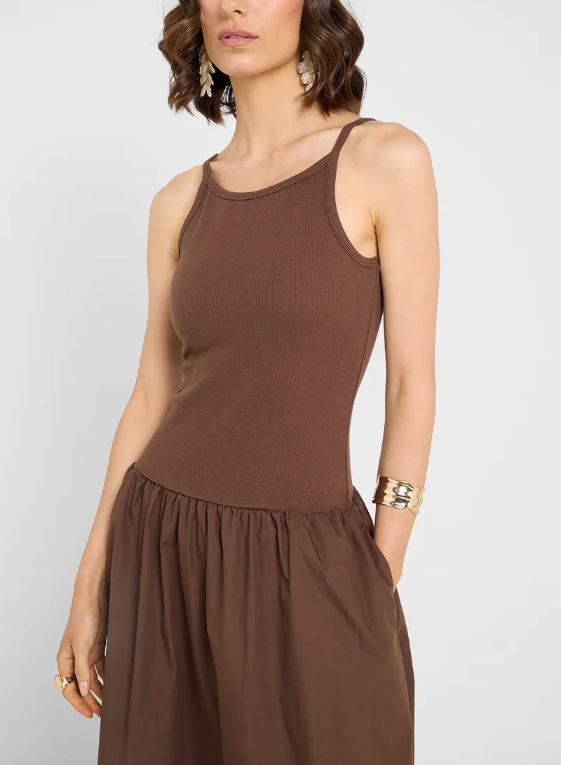 SNDYS Brown Racerback Maxi Dress