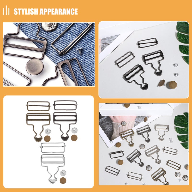 12 Sets Metal Suspender Buckles For Overalls Adjustable Gourd Buckle Kit For Trousers Diy Repairs And Replacements For Casual Wear And Parties - Image 4