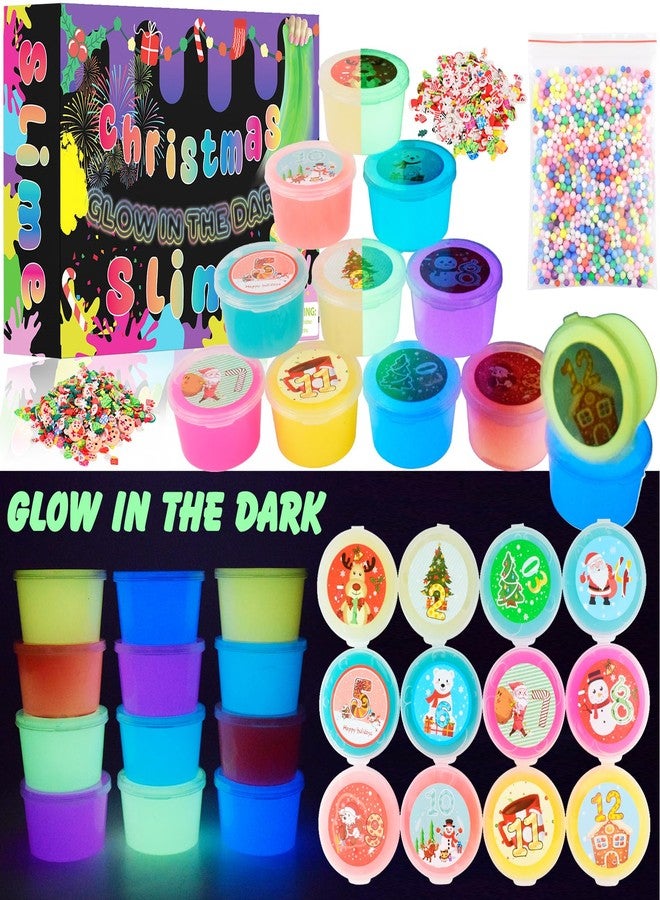 d'Alba 12 Pack Christmas Galaxy Slime Kit, Glow in The Dark Slime Party Favors for Kids, Soft and Non-Sticky, Birthday Gifts, Goodie Bag Stuffers for Girls Boys 4 5 6 7 8 9 10 Year Old Xmas Gifts - Image 1