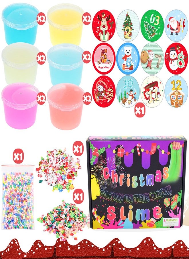 d'Alba 12 Pack Christmas Galaxy Slime Kit, Glow in The Dark Slime Party Favors for Kids, Soft and Non-Sticky, Birthday Gifts, Goodie Bag Stuffers for Girls Boys 4 5 6 7 8 9 10 Year Old Xmas Gifts - Image 3