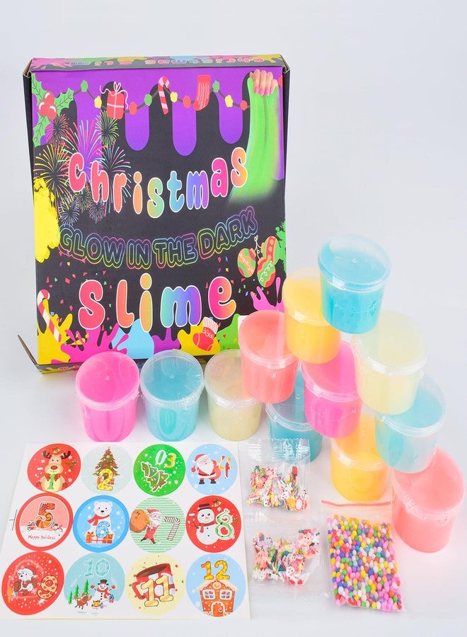 d'Alba 12 Pack Christmas Galaxy Slime Kit, Glow in The Dark Slime Party Favors for Kids, Soft and Non-Sticky, Birthday Gifts, Goodie Bag Stuffers for Girls Boys 4 5 6 7 8 9 10 Year Old Xmas Gifts - Image 2