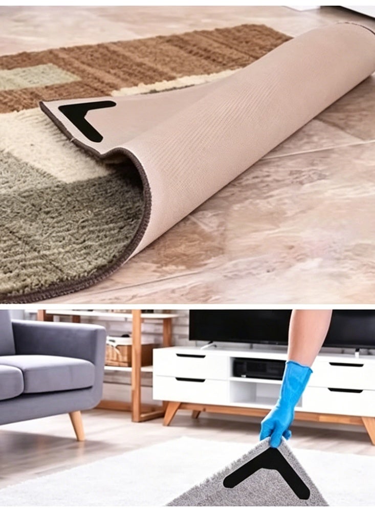 12-Pack Reusable Carpet Stickers, Non-Slip Washable Rug Stickers, Hardwood Corner Carpet, Prevent Rugs From Shifting and Curling Edges, Carpet Tape, L-Shaped Carpet Sticker - Image 4