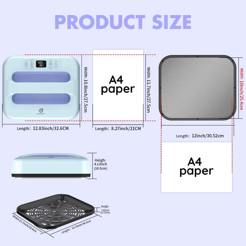 EASYCOUNT E Heat Press 12"X10", Smart Heat Press Machine with Built-in Bluetooth for T-Shirts, Pillows, Tote Bags & More,(Blue-Purple) - Image 3