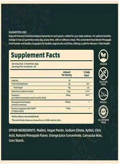 Nutrition Vital Source Nutrition Premium Feminine Balance Gummies for Women’s Health Wellness Immune Support Vegan Gluten Free Hawaiian Pineapple 60 Gummies  - Image 3