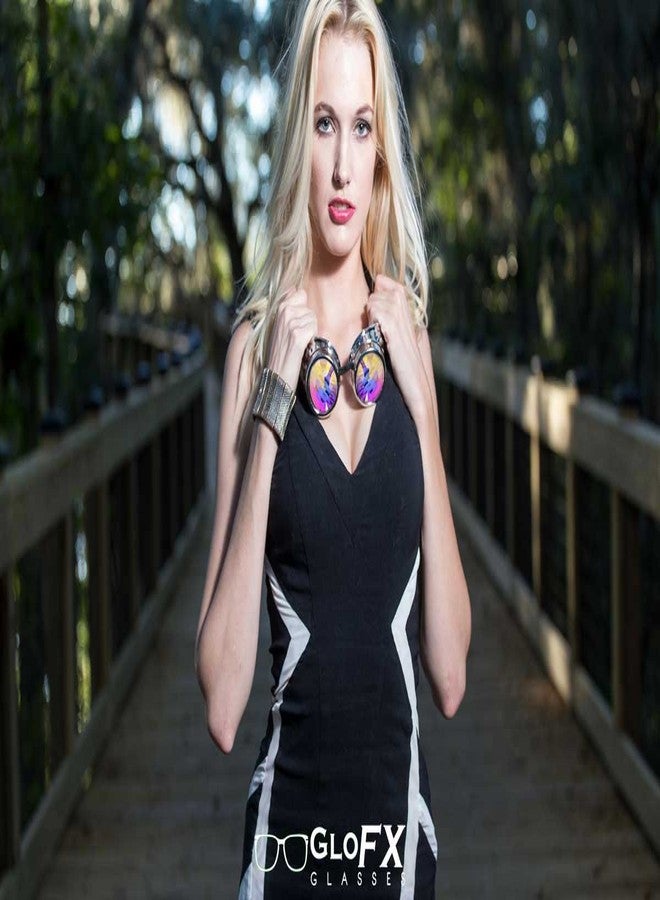 جلو اف اكس نظارات واقية من GloFX مصنوعة من الكروم المبطن مع عدسة عين الحشرات - إطار فضي - Rave - Image 5