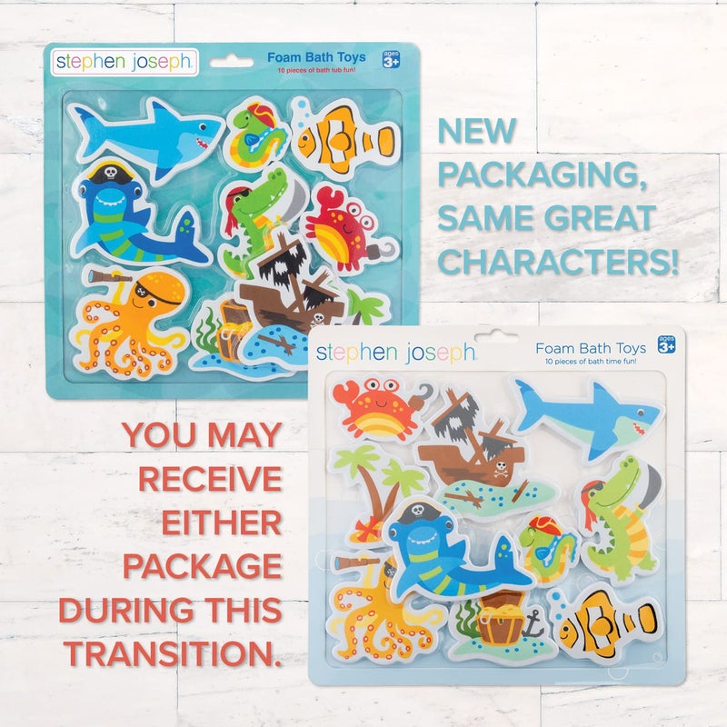 Stephen Joseph, Floating Foam Bath Character 10-Piece Toy Set, Shark - Image 5