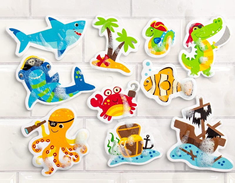 Stephen Joseph, Floating Foam Bath Character 10-Piece Toy Set, Shark - Image 3