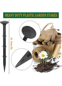 yongsheng 100 Pack Plastic Garden Lawn Stakes 6 inch Landscape Anchors Spikes Rustproof Nail for Ground Lawn Edging,  Fabric, Tarp  - Image 2