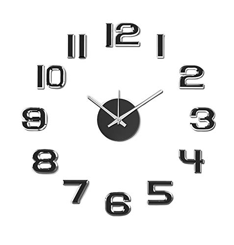 Shopper52 DIY Wall Clock 3D Sticker Home Office Decor Wall Clock (Covering Area : 45cm * 45cm) (Black) - Image 2