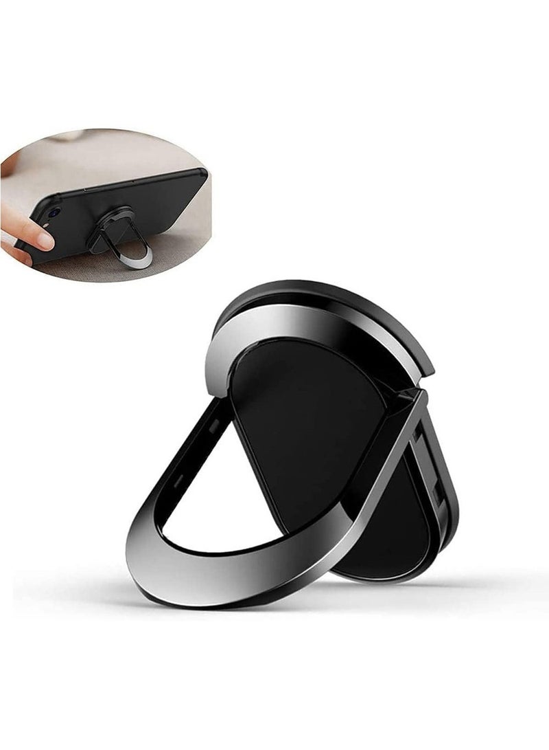 حامل حلقة معدنية للهاتف المحمول 2 عبوة حلقة دوران 360° للوقوف للهاتف الذكي حامل عالمي متوافق مع هواتف محمولة أو حافظات هواتف متنوعة (أسود) - Image 1