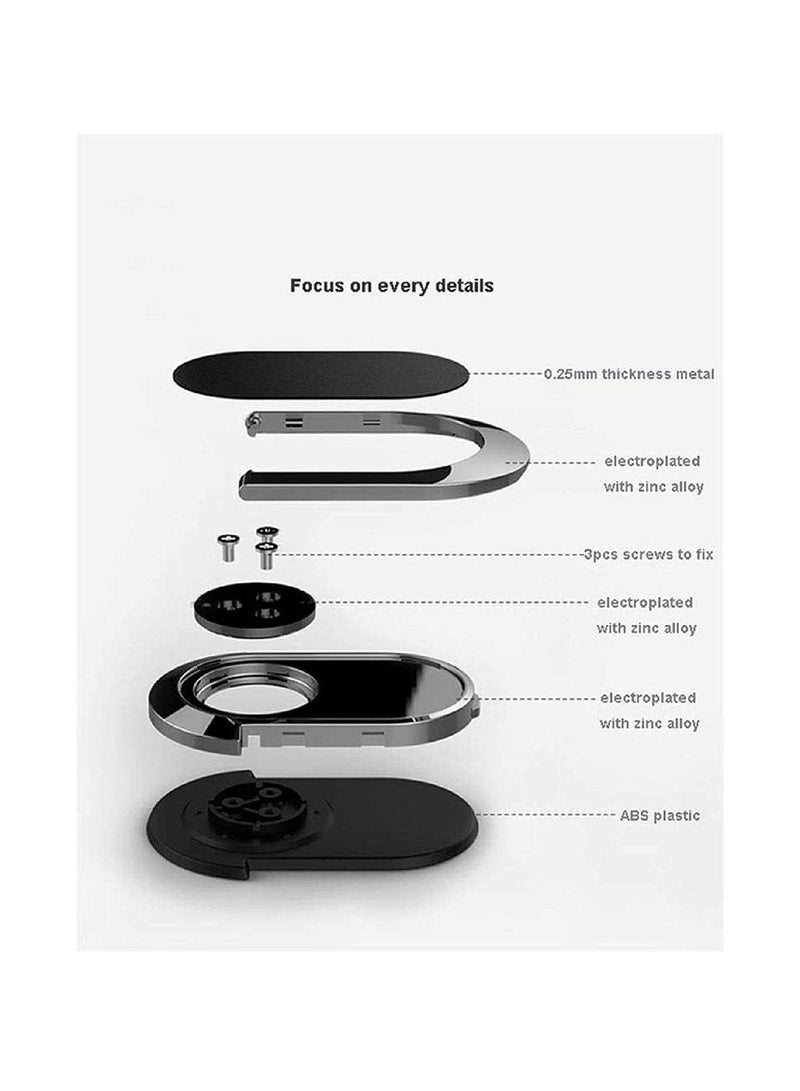 حامل حلقة معدنية للهاتف المحمول 2 عبوة حلقة دوران 360° للوقوف للهاتف الذكي حامل عالمي متوافق مع هواتف محمولة أو حافظات هواتف متنوعة (أسود) - Image 2