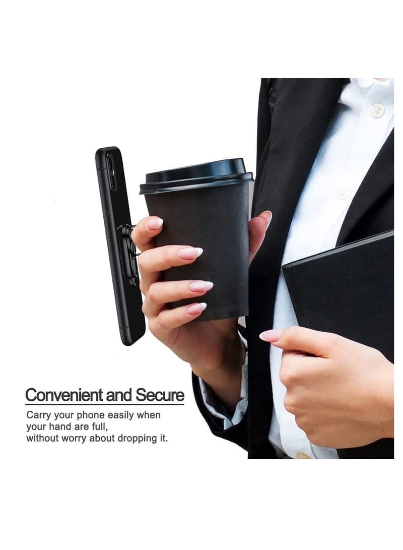 حامل حلقة معدنية للهاتف المحمول 2 عبوة حلقة دوران 360° للوقوف للهاتف الذكي حامل عالمي متوافق مع هواتف محمولة أو حافظات هواتف متنوعة (أسود) - Image 4