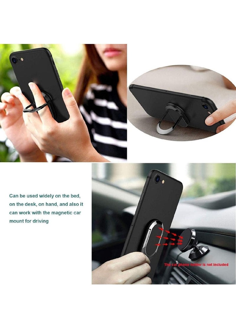 حامل حلقة معدنية للهاتف المحمول 2 عبوة حلقة دوران 360° للوقوف للهاتف الذكي حامل عالمي متوافق مع هواتف محمولة أو حافظات هواتف متنوعة (أسود) - Image 5