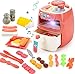 deAO Toy Air Fryer for Kids19PCS Kitchen Playset Toy with Sounds and Lights Role Playing GameColor Changing Play Foods Pretend Food and Cooking Playset for Boys Girls Toddlers - Image 2
