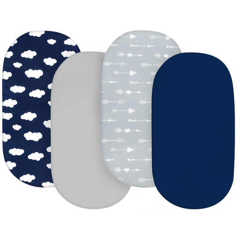 Biloban Baby Bassinet Sheets 4 Pack Compatible with Gap babyGap Whisper Bedside and SNOO Smart Sleeper Bassinet, Ultra Soft & Skin-Friendly, Washer & Dryer - Image 2