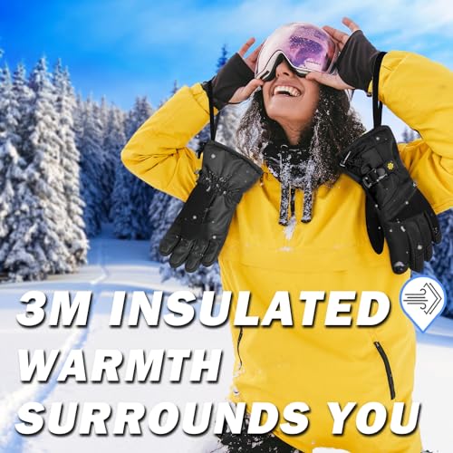 Solaris Waterproof Warm Ski Gloves with Pocket, Winter Cozy 3M Thinsulate Outdoor Snowboard Gloves for Women, Youth, Kid, Skiing, Snowboarding, Motorcycling, Shoveling, Small Size - Image 4