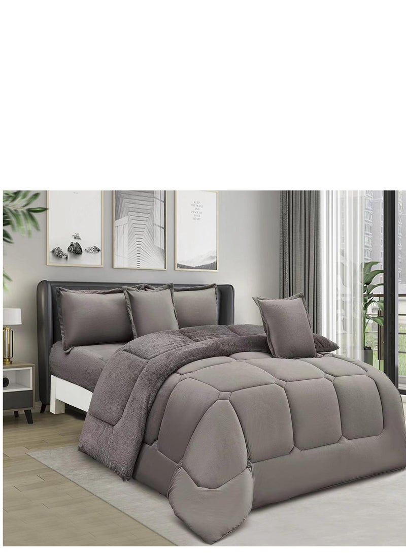 مون مفرش سرير شتوي نفر واحد 4 قطع وجهين وجه مخمل وجه فرو مقاس 170x220 سم - Image 1