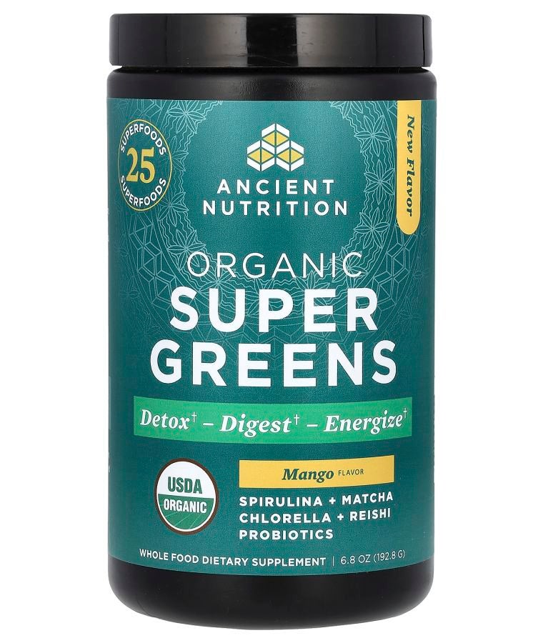 Ancient Nutrition Organic SuperGreens Mango 6.8 oz (192.8 g)